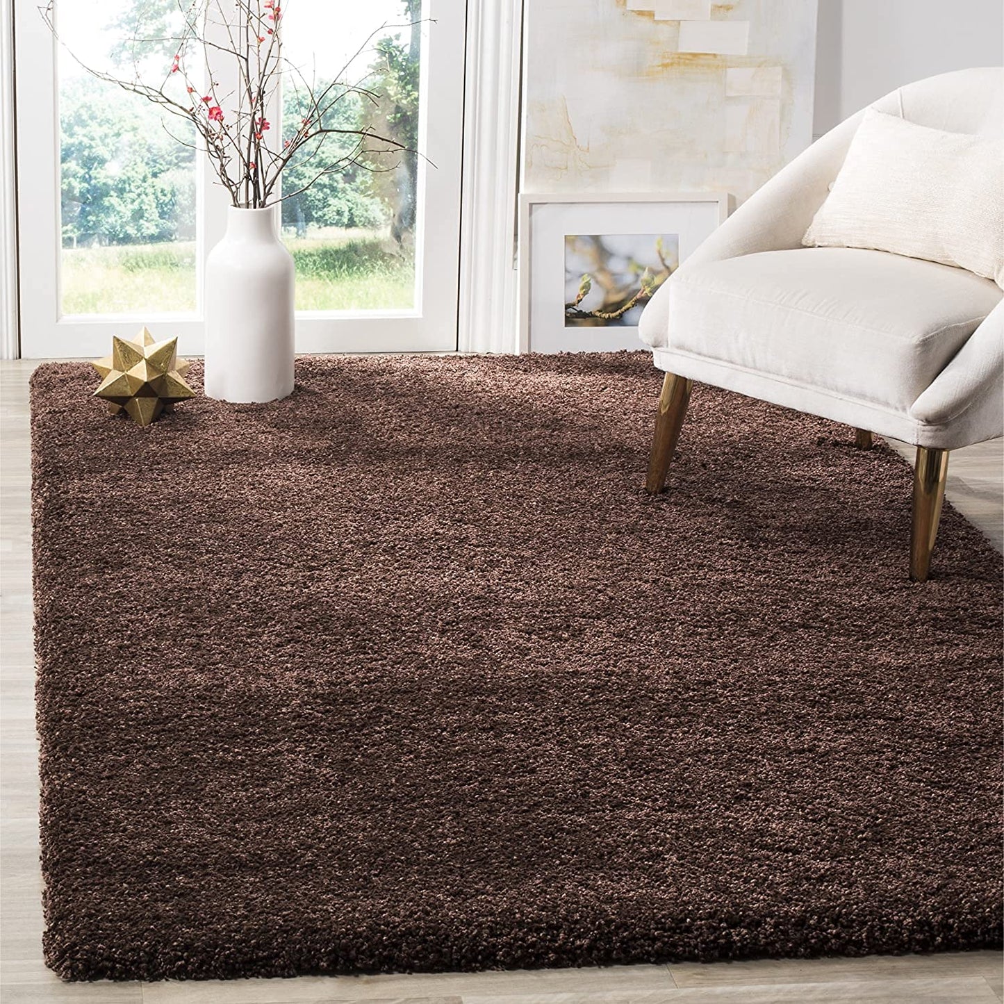 Brown solid plain area rug for bedrom living room, carpets for living room