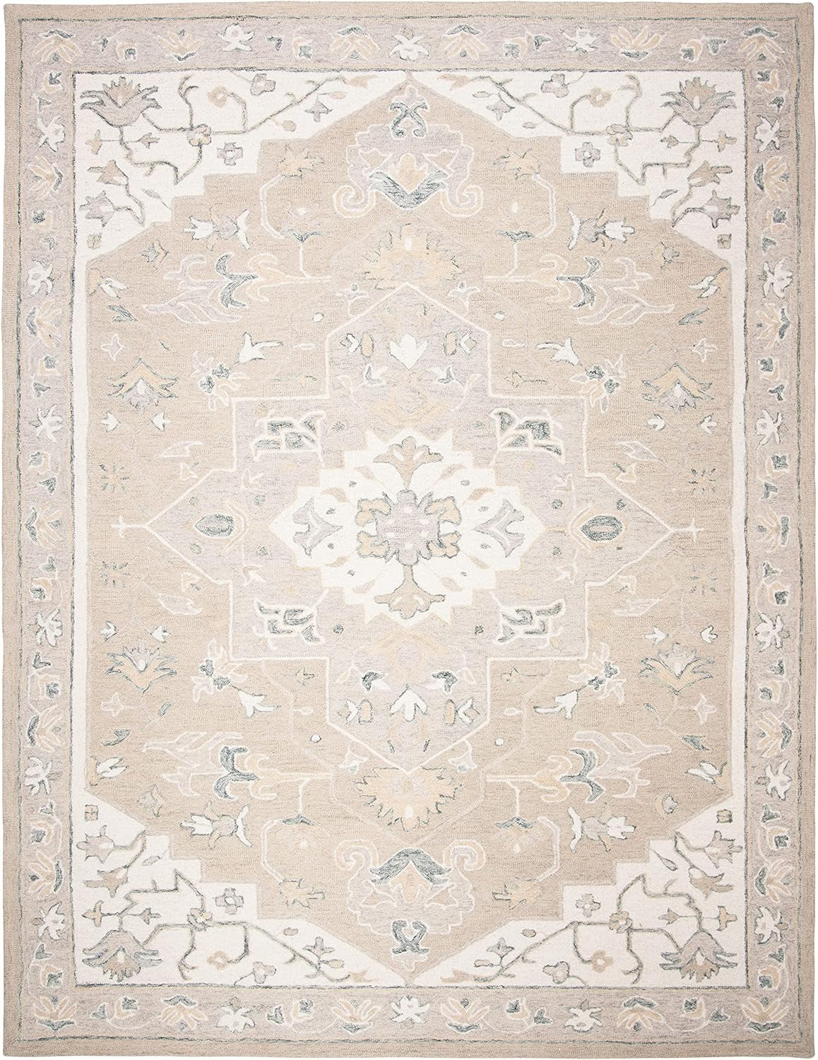 Afghan Aura Beige woolen Hand Tufted Carpet