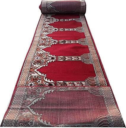 Red blocks Janamaz Roll – Soft & Durable Prayer Carpet Mat for Mosque & Home