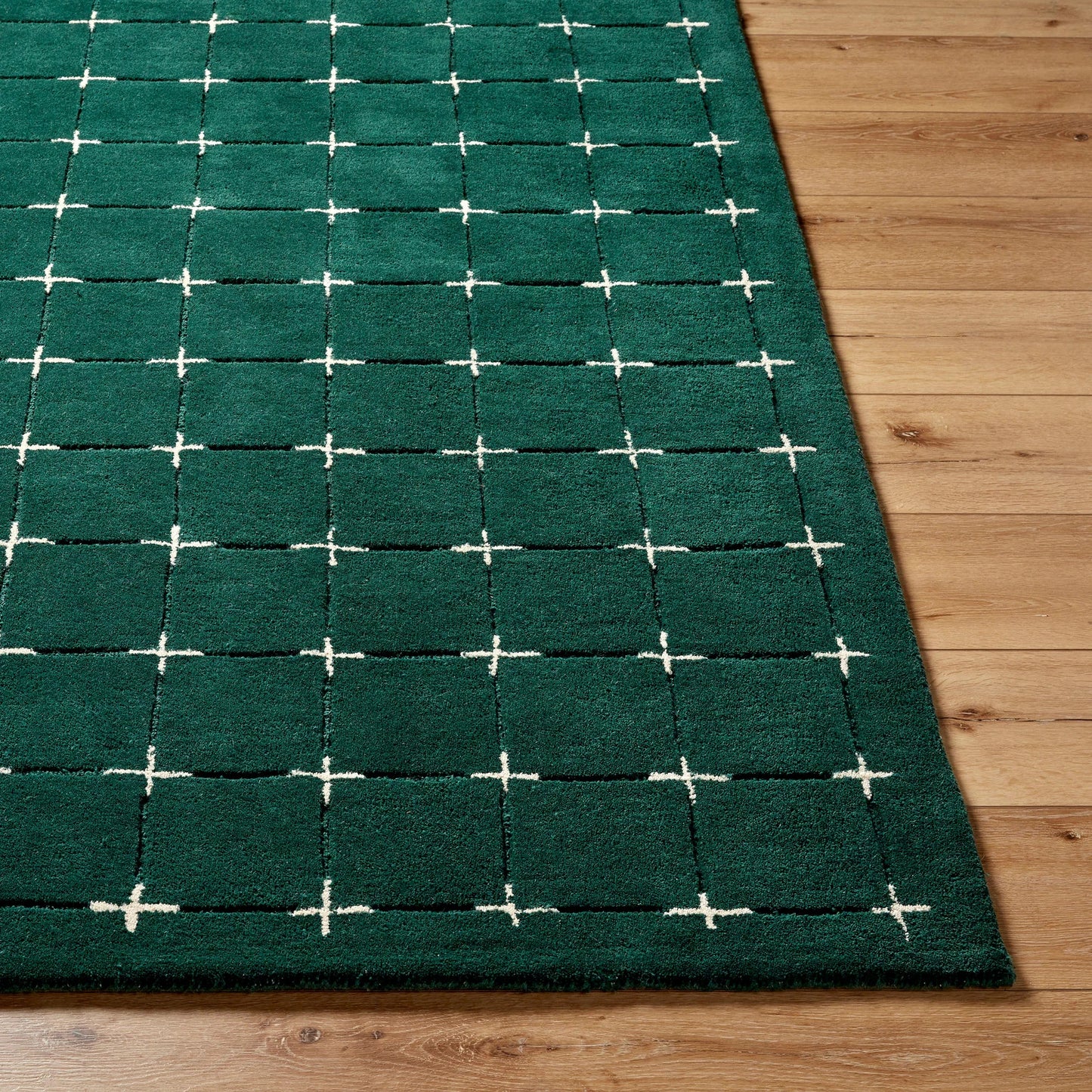 Green plus woolen Hand Tufted handmade Carpet