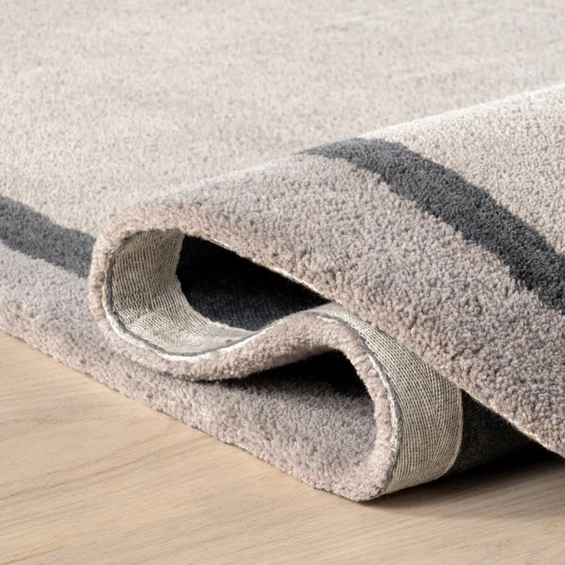 Pebble Form Grey Irregular Shaped Hand-Tufted Carpet