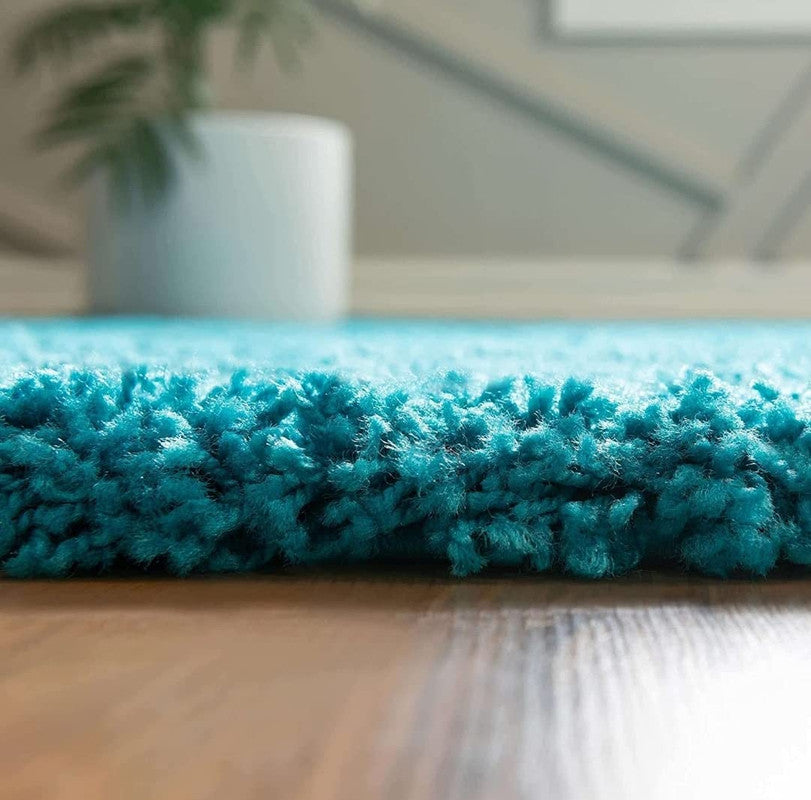 Turquoise Plush Shaggy Carpet
