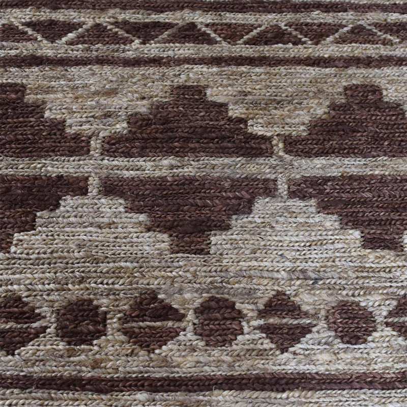 Mesa Ivory and Brown Geometric Hand-Knotted Jute Carpet