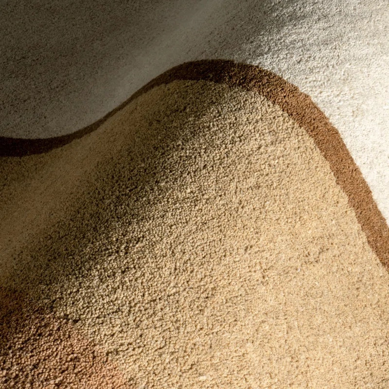 Pebble Form Beige Irregular Shaped Hand-Tufted Carpet