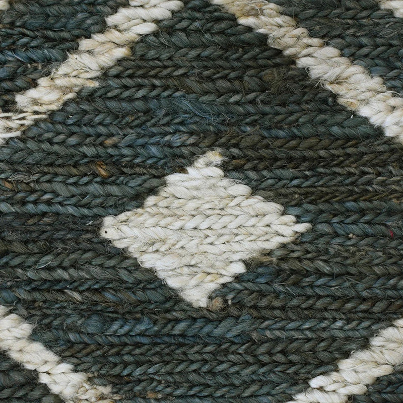 Ridgeline Slate Blue and Ivory Diamond Hand-Knotted Jute Carpet