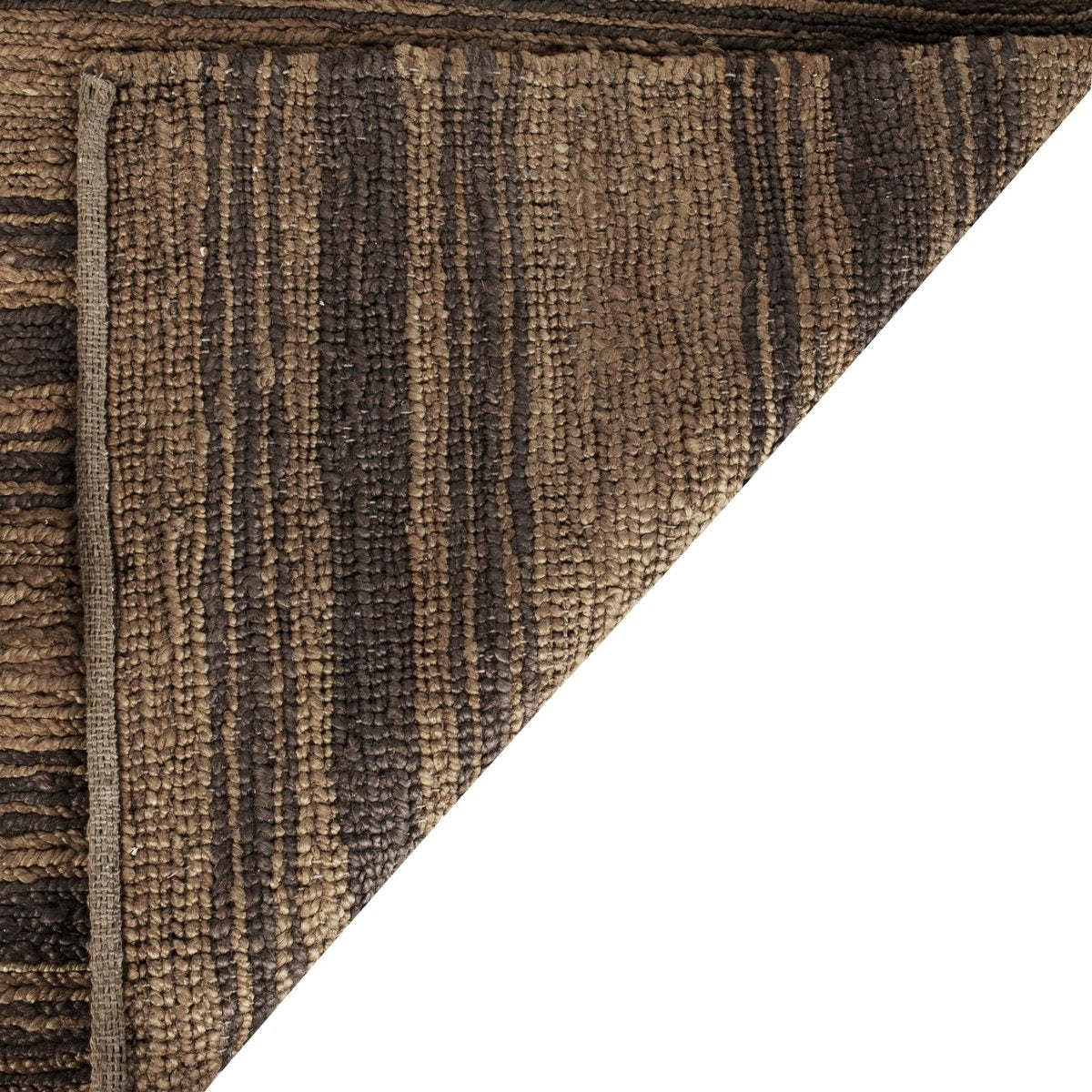 Furrow Brown and Charcoal Striped Hand-Knotted Jute Carpet