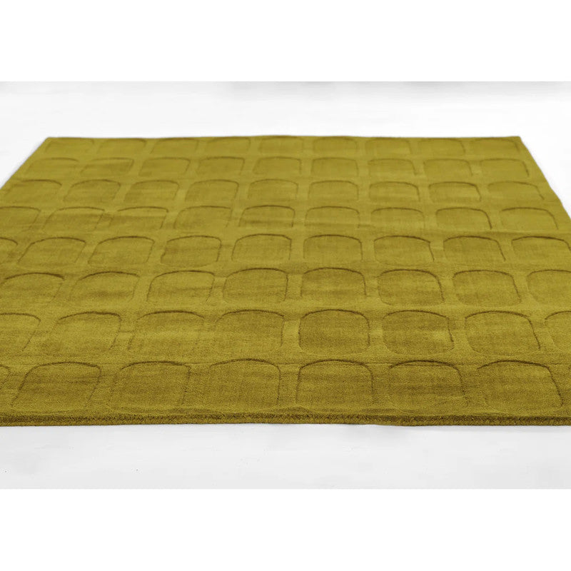 Ovalo Hand Tufted Wool Rug in Mustard Olive