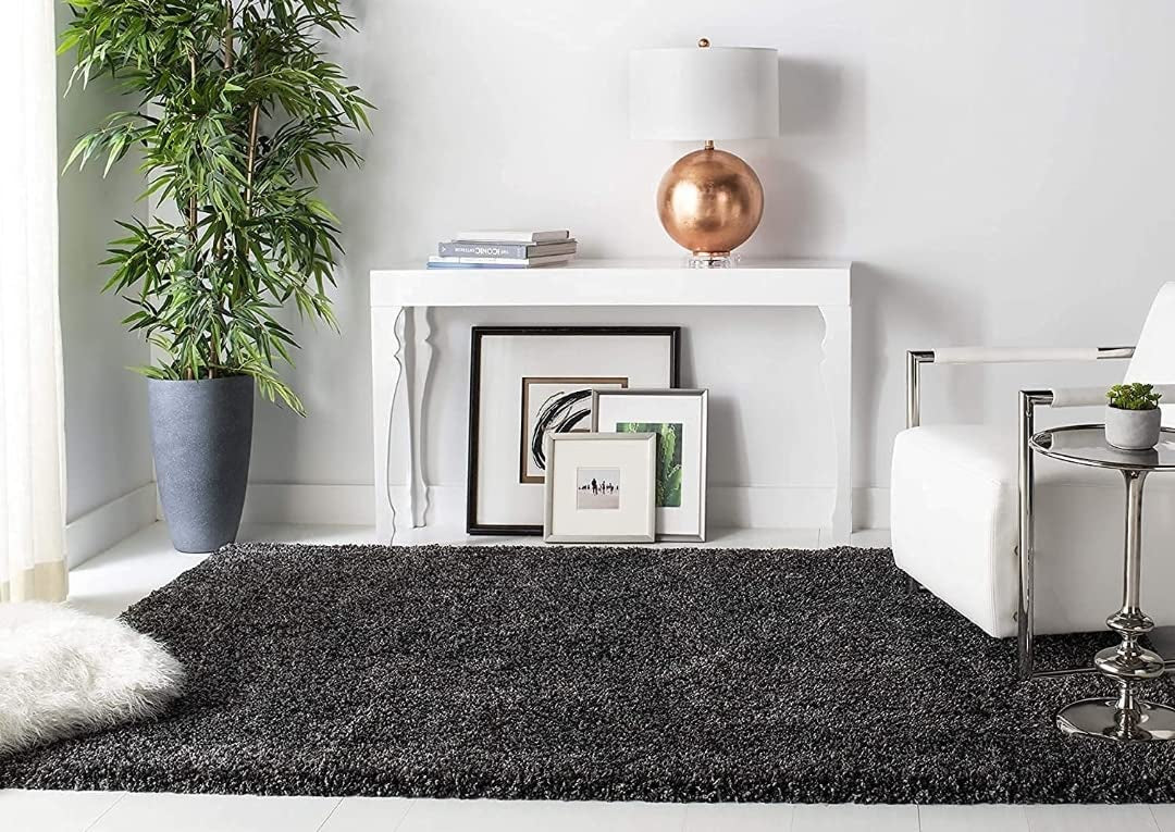 Charcoal Grey Plush Shaggy Carpet