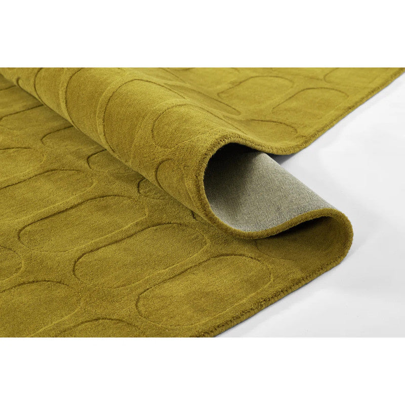 Ovalo Hand Tufted Wool Rug in Mustard Olive