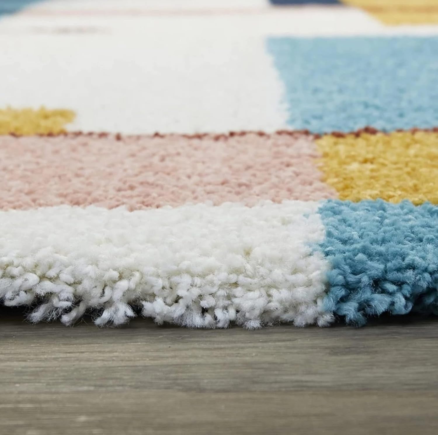Modern Blocks Multicolor Shaggy Carpet