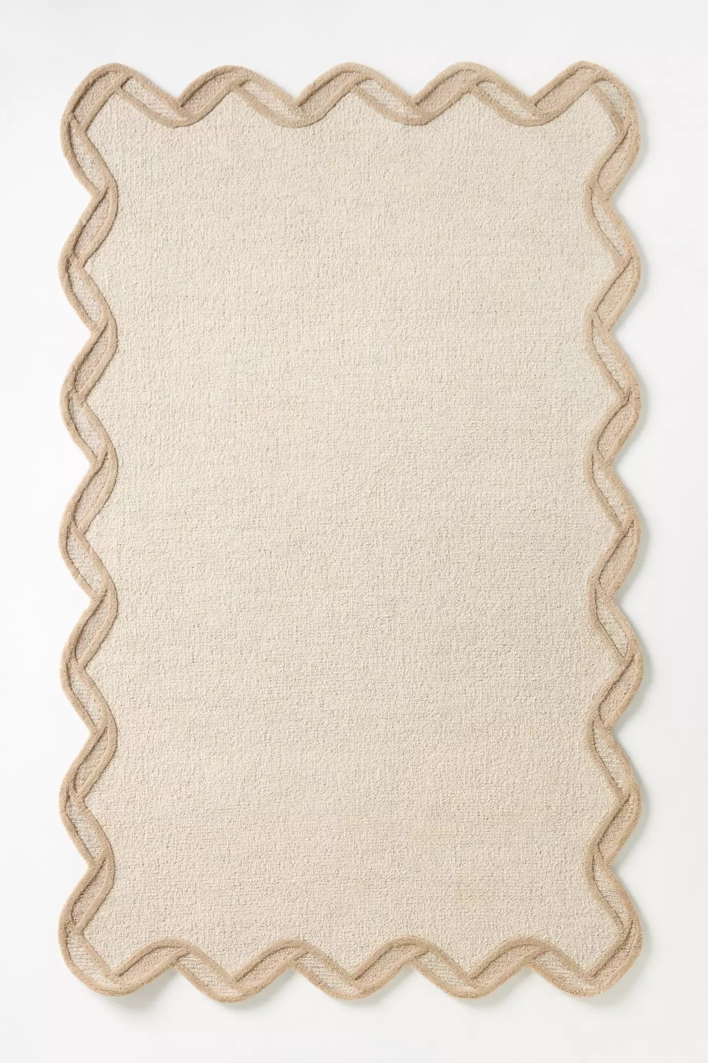 Sandy Wave Beige Hand-Tufted Carpet – Modern Wavy Border Rug