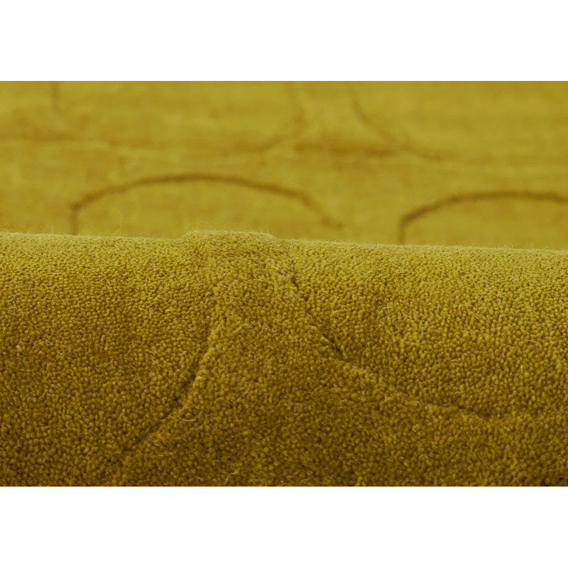 Ovalo Hand Tufted Wool Rug in Mustard Olive