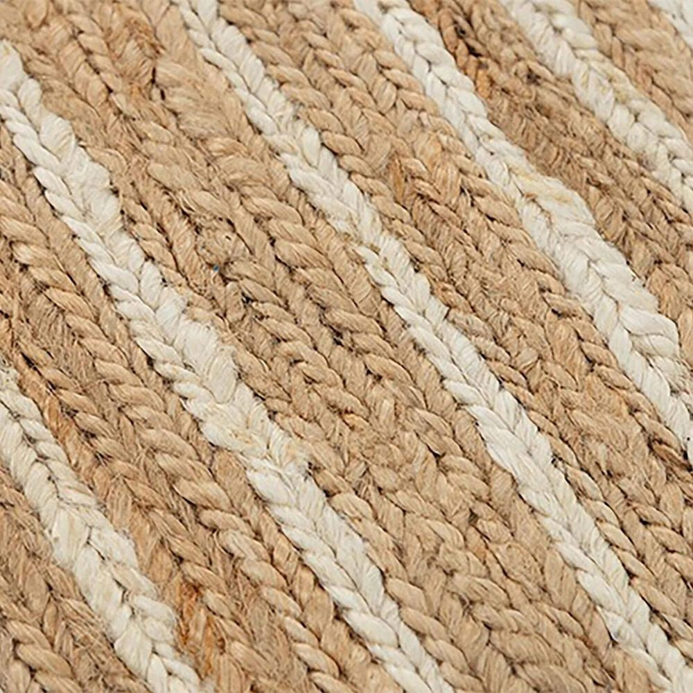 Shoreline Ivory and Natural Striped Hand-Knotted Jute Carpet