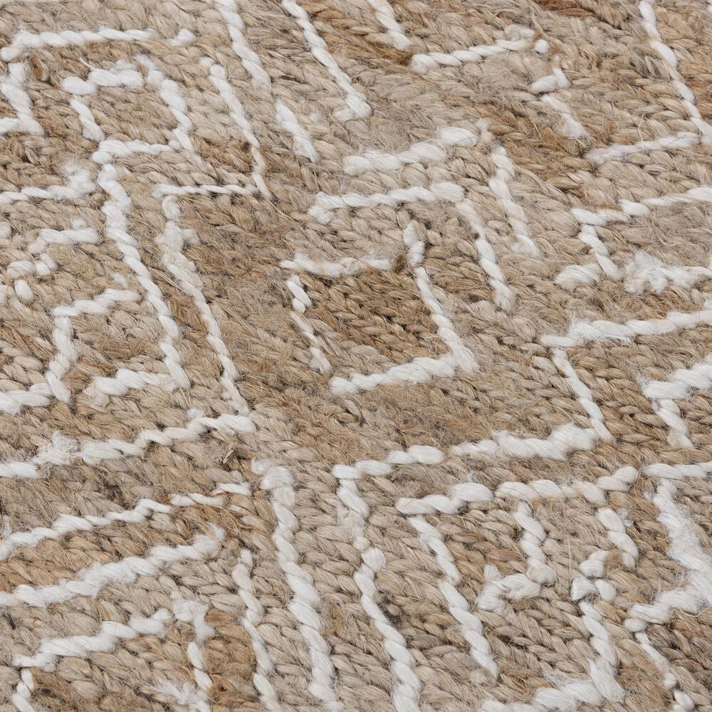 Echo Natural and Ivory Diamond Hand-Knotted Jute Carpet