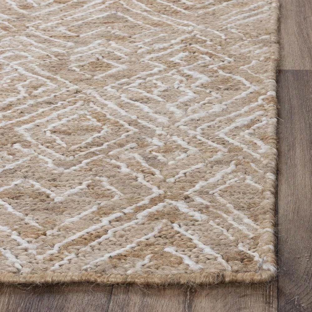 Echo Natural and Ivory Diamond Hand-Knotted Jute Carpet