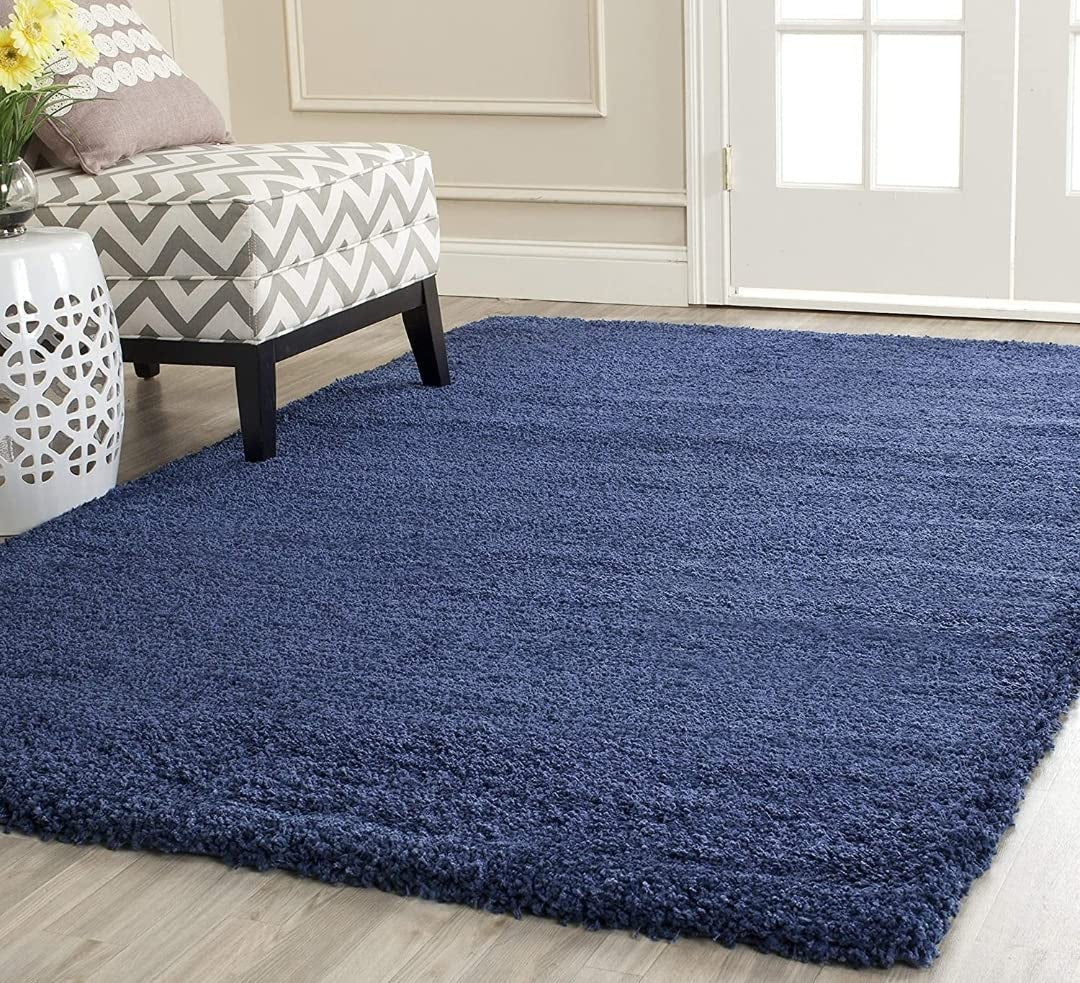 Navy Blue Plush Shaggy Carpet