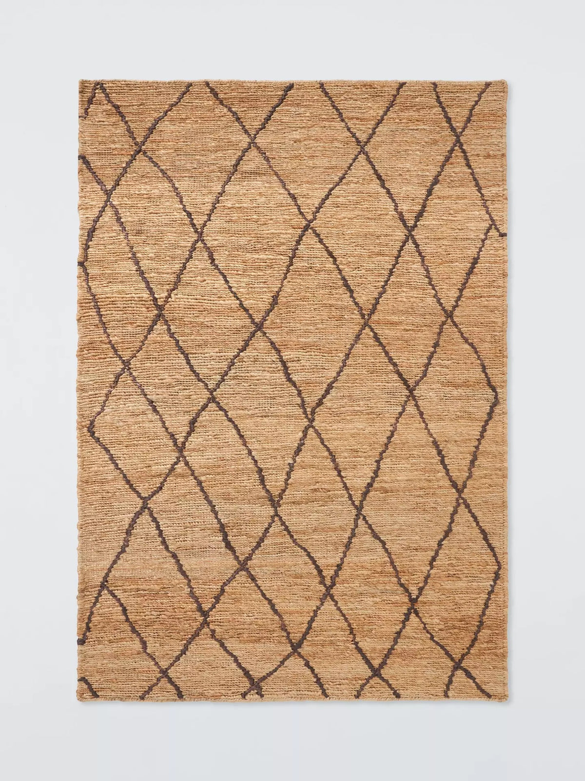 Atlas Natural and Dark Brown Trellis Hand-Knotted Jute Carpet