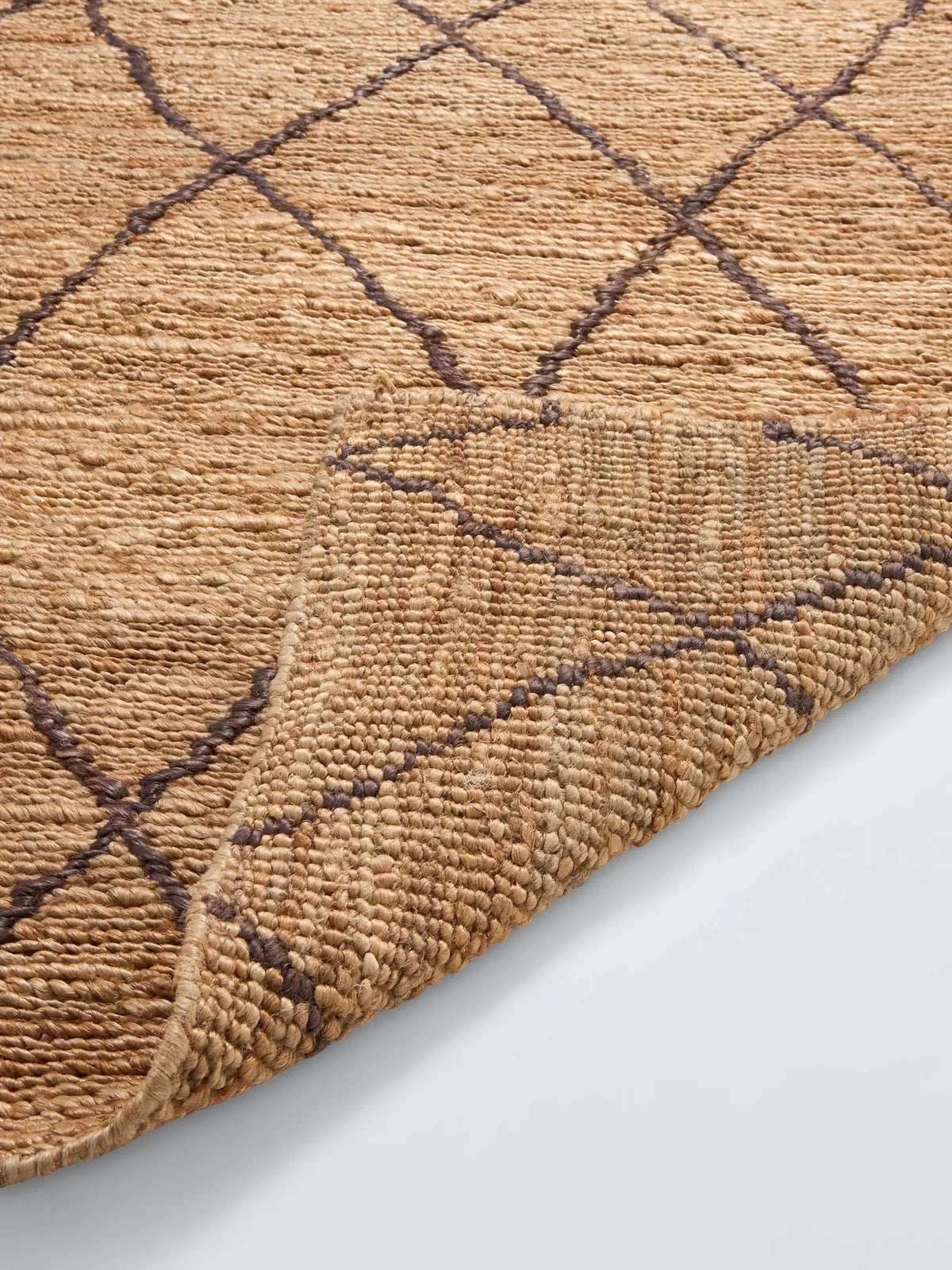 Atlas Natural and Dark Brown Trellis Hand-Knotted Jute Carpet