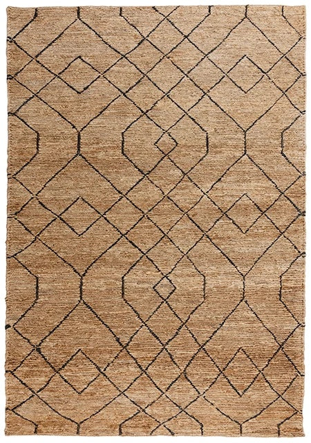 Lantern Natural and Black Geometric Hand-Knotted Jute Carpet