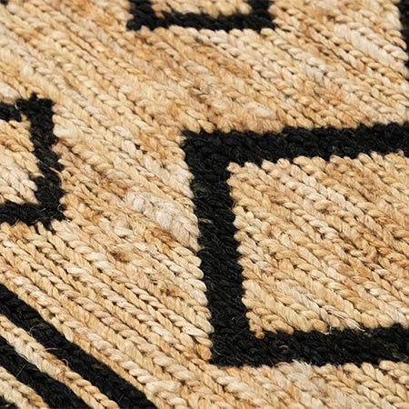 Colonnade Natural and Black Diamond Hand-Knotted Jute Carpet