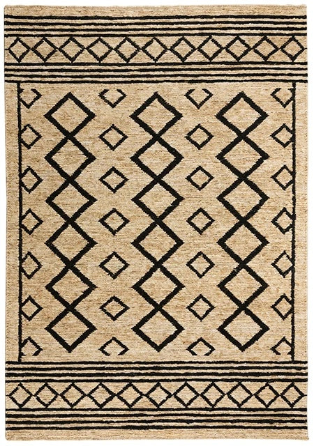 Colonnade Natural and Black Diamond Hand-Knotted Jute Carpet