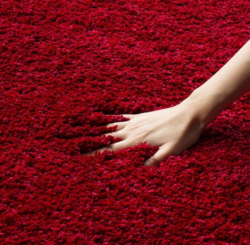Ruby Red Plush Shaggy Carpet