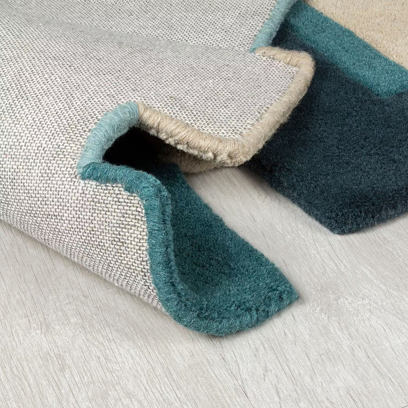 Blocksyn Hand-Tufted Wool Blue & Beige Handmade Carpet