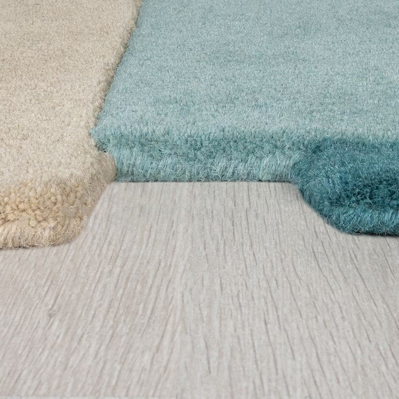 Blocksyn Hand-Tufted Wool Blue & Beige Handmade Carpet