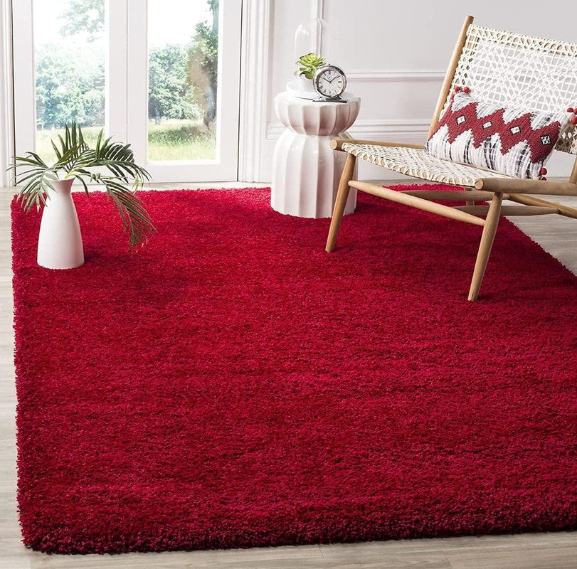 Ruby Red Plush Shaggy Carpet