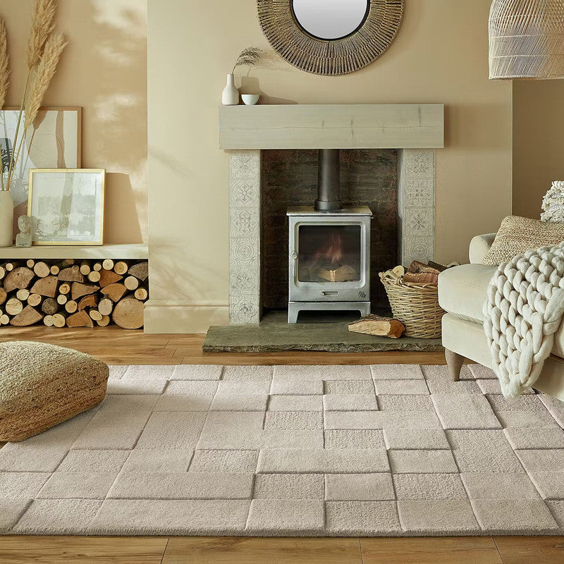 Pavello Hand-Tufted Wool Beige Handmade Carpet