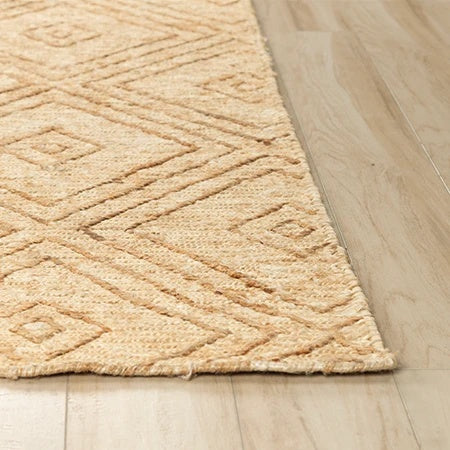 Mirage Natural Tone-on-Tone Diamond Hand-Knotted Jute Carpet