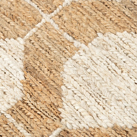 Alabaster Ivory and Natural Hexagon Hand-Knotted Jute Carpet