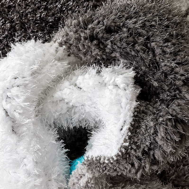 Grey & Aqua Geometric Block Shaggy Carpet