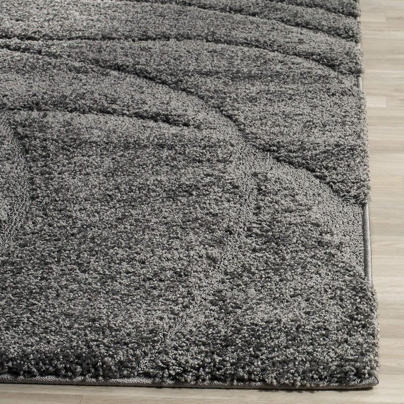 Dark Grey Wave Textured Shaggy Carpet