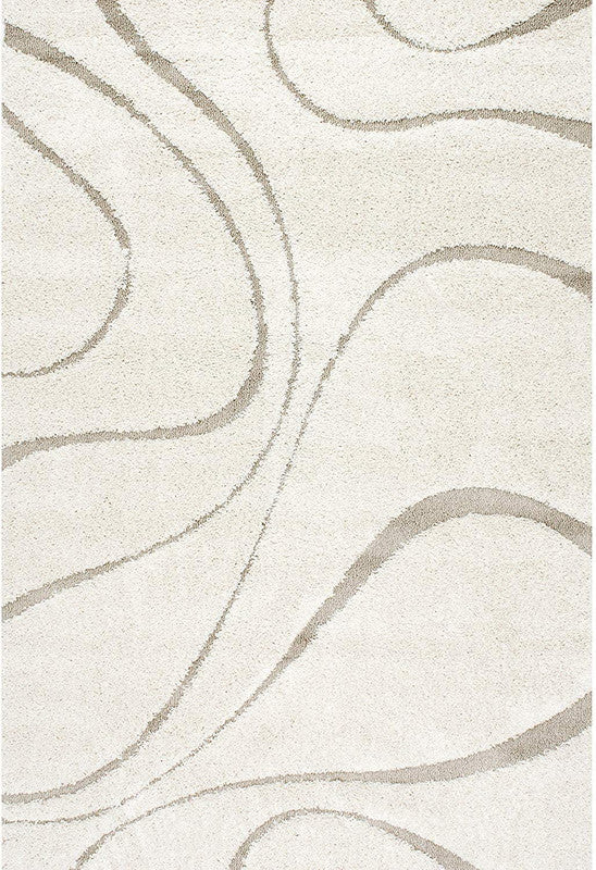 Ivory Wave Textured Shaggy Carpet