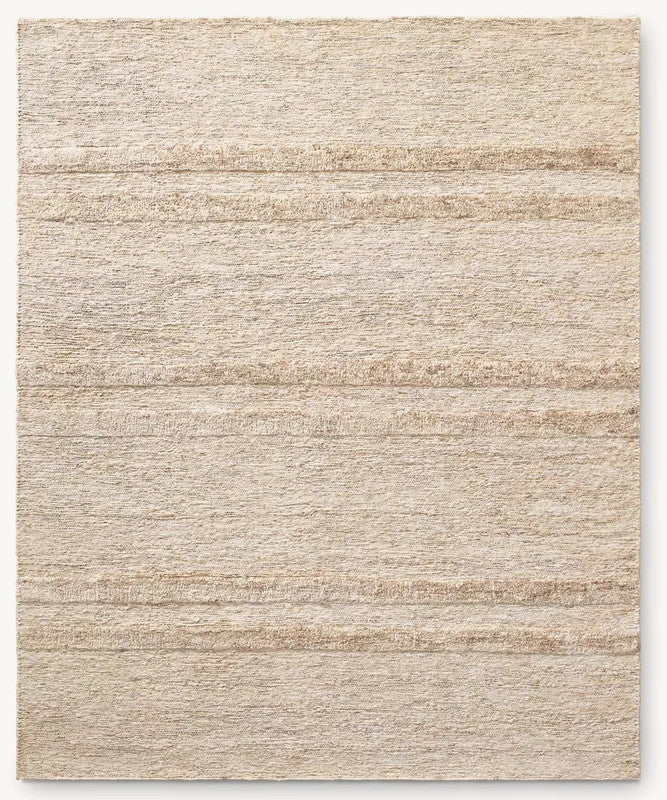 Tidemark Oatmeal Tone-on-Tone Striped Hand-Knotted Jute Carpet