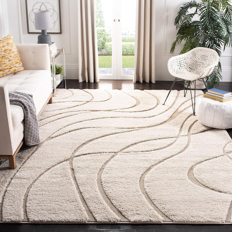 Cream Wave High-Low Shaggy Carpet