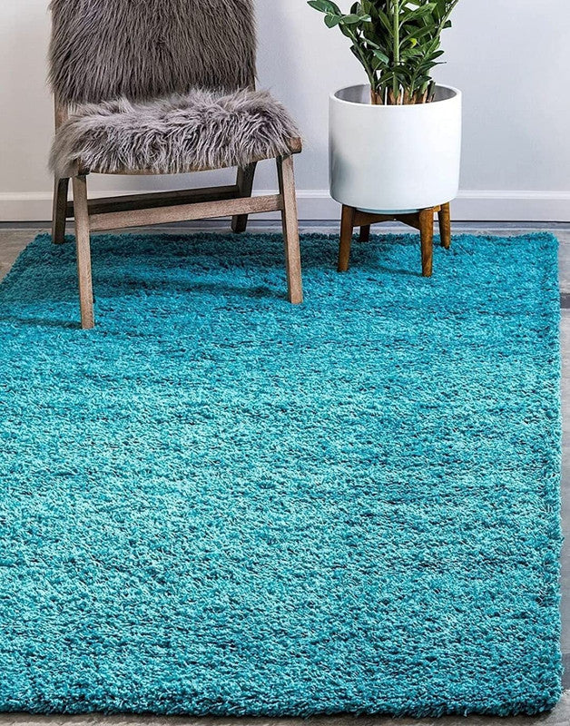 Turquoise Plush Shaggy Carpet