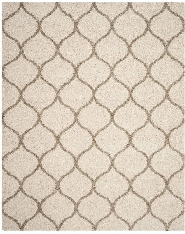 Cream Diamond Lattice Shaggy Carpet