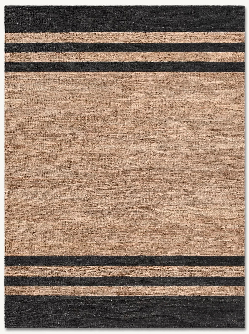 Bastion Natural and Black Striped Hand-Knotted Jute Carpet