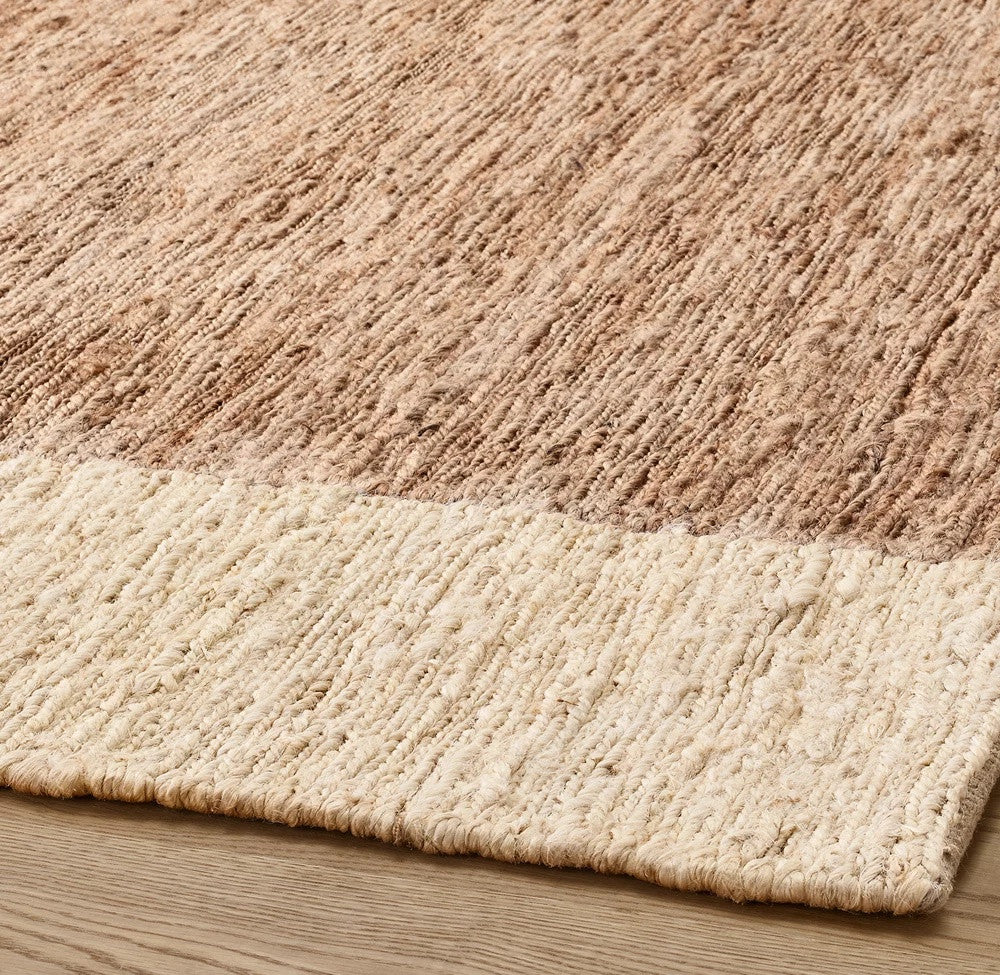 Portico Mocha and Ivory Panel Hand-Knotted Jute Carpet