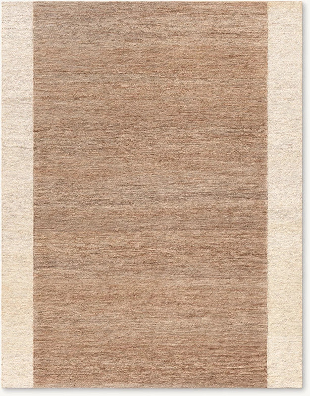 Portico Mocha and Ivory Panel Hand-Knotted Jute Carpet
