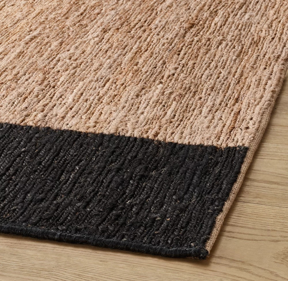 Monolith Natural and Black Panel Hand-Knotted Jute Carpet