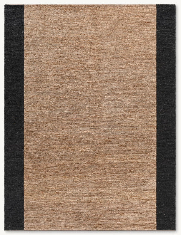 Monolith Natural and Black Panel Hand-Knotted Jute Carpet