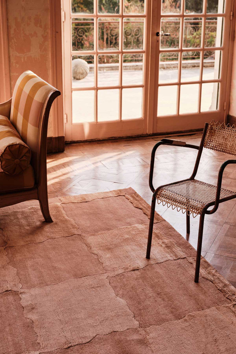 Beige Textured Blocks Hand-Tufted Wool & Viscose Carpet