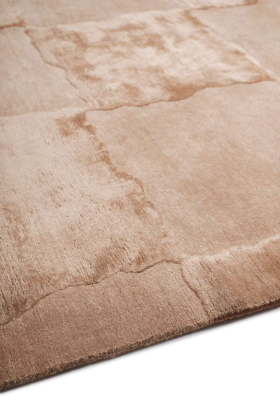 Beige Textured Blocks Hand-Tufted Wool & Viscose Carpet
