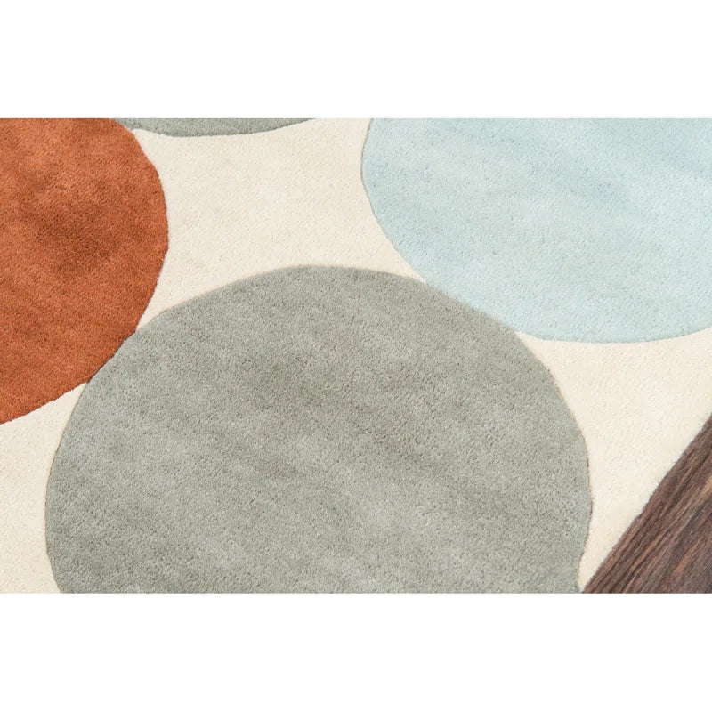 Dotera Hand Tufted Wool Carpet in Multicolor Circles