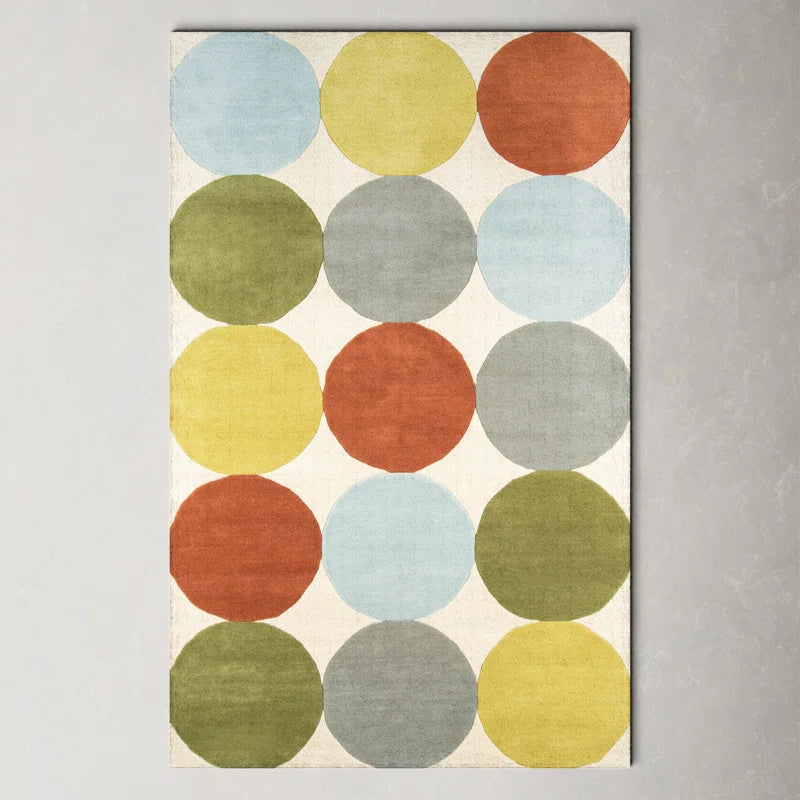 Dotera Hand Tufted Wool Carpet in Multicolor Circles