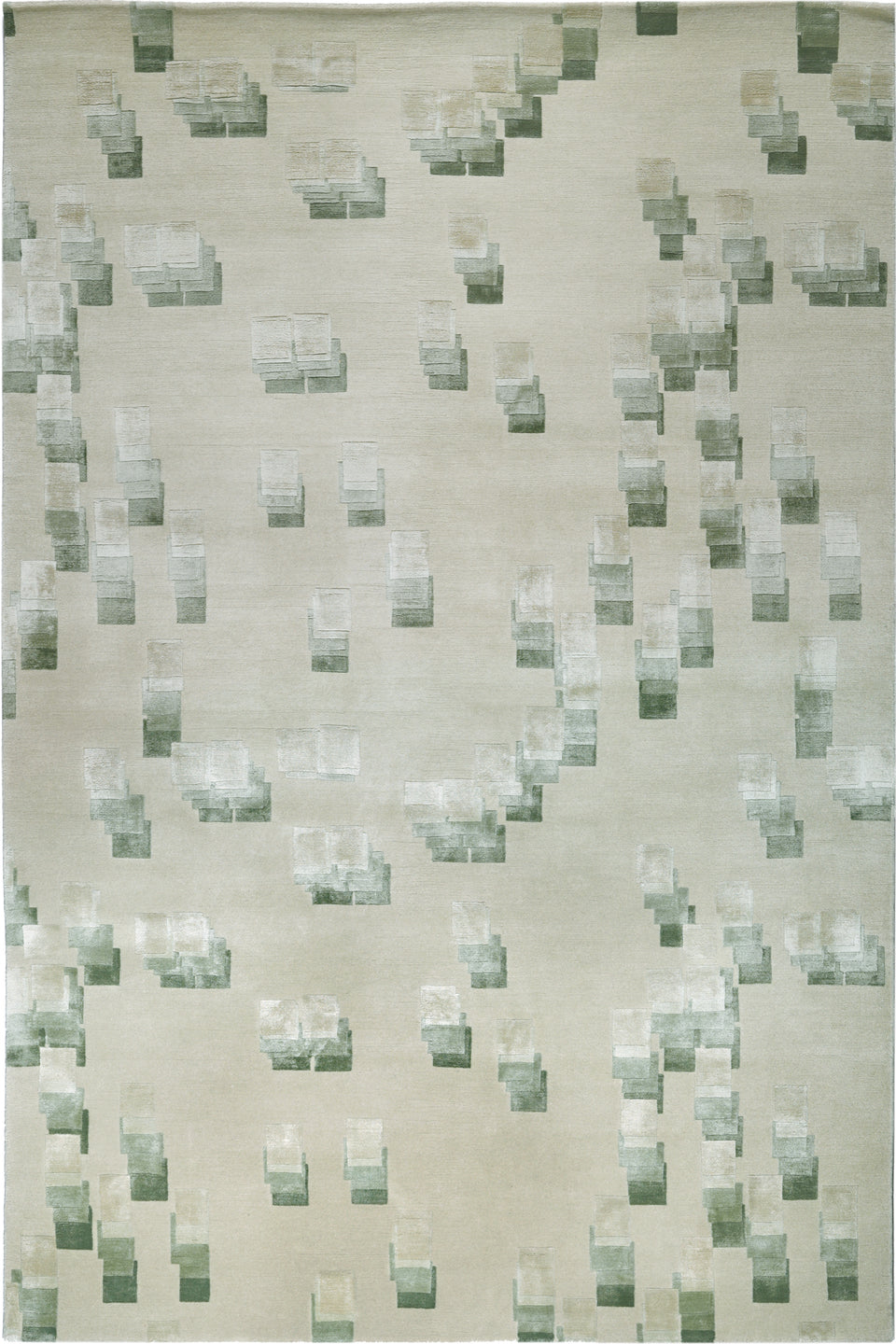 Sage Green Abstract Hand-Tufted Wool Carpet