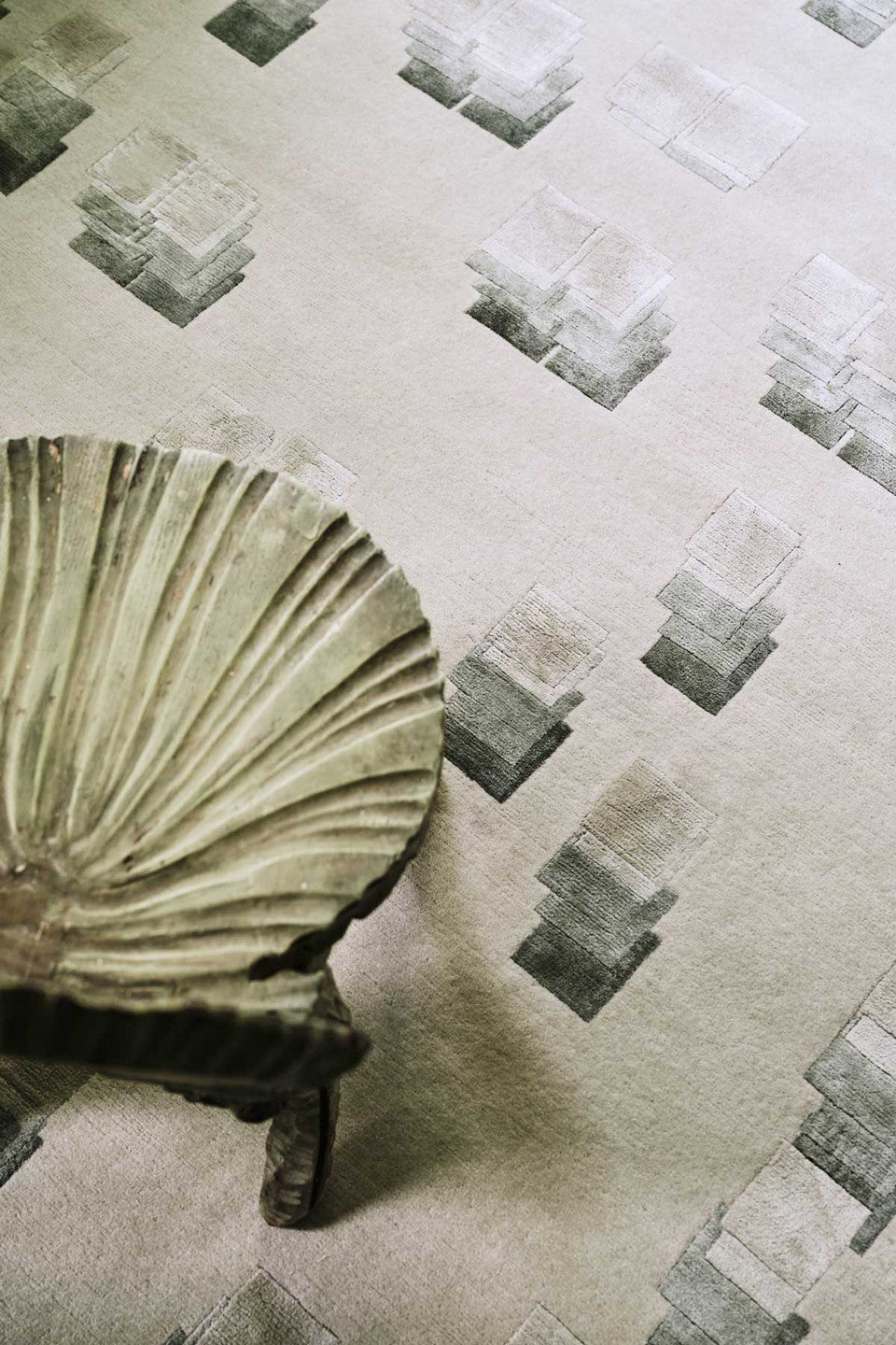 Sage Green Abstract Hand-Tufted Wool Carpet